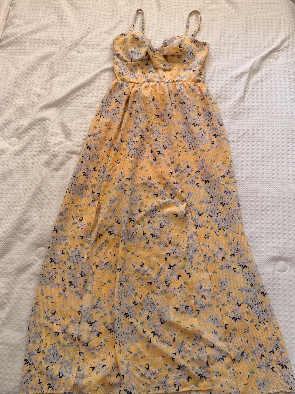 As U Wish Yellow Floral Spaghetti-Strap Maxi Dress for Kids